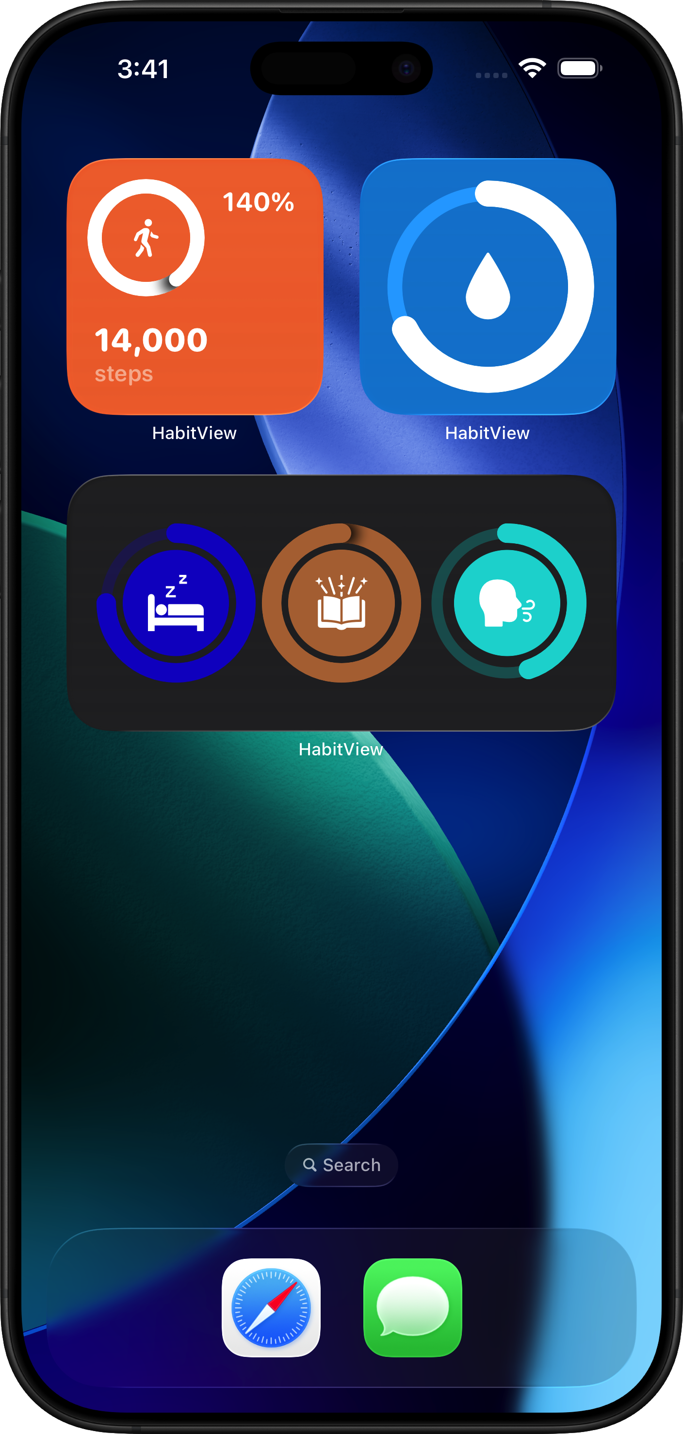 HabitView widgets on iPhone home screen